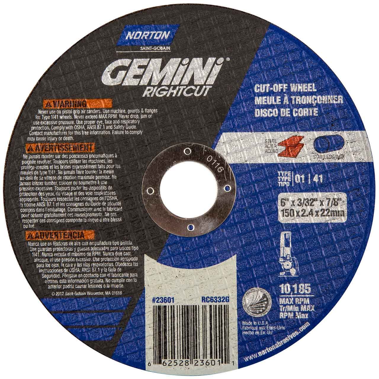 Amazon.com: Norton 66252823601 6x3/32x7/8 In. Gemini RightCut AO